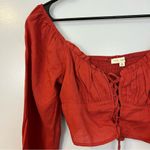 PacSun NWT /La Hearts Lace Up Long Sleeve Rust Boho Crop Top Size Medium Photo 4