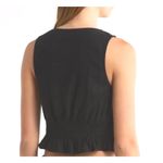 Abound  Black Linen Blend Button Front Cropped Vest Women's XL Photo 4