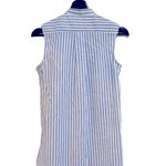 Ann Mashburn blue & white checkered striped top linen blend size xsmall Photo 2