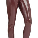 Spanx  Faux Patent Leather Leggings Large Burgundy‎ Ruby Photo 0