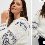 Anthropologie  Pilcro Petra Feathered oversized sweater cream navy size small Photo 5