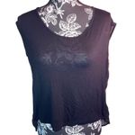 Black Lace Split Back Shirt Cutout Sheer Sexy Cute Floral Sport Dressy Holiday Photo 1