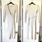 Aritzia  Babaton Gaudi Faux Wrap Midi Dress Long Sleeve Silver Birch XXS NWT Photo 1