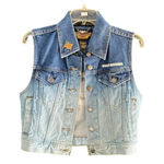 Harley Davidson  Blue Motorcycle Button Up Ombré Denim Vest Size XS Photo 0