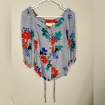 Anthropologie Maeve by  Blue and Red Floral Blouse Size 0 Photo 3