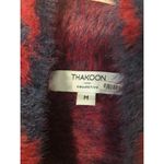 RTR Thakoon Navy Red Printed Fuzzy Mock Neck Pullover Sweater Size M soft Blue Size M Photo 6