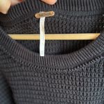 Free People Sunrise Cold Shoulder Waffle Knit Sweater in Black Size XS Photo 9