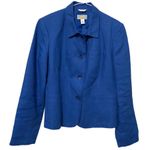 Talbots Blue Irish Linen Long Sleeve Blazer Photo 0