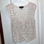 Candor Button Up Vest With Pearls Size Medium White Photo 0