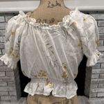 Capulet ‎ Revolve Floral Cottage Core Peasant Ruffle Top Blouse Cropped Medium Photo 3