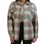 HFX Women's Gray Brown and Light Blue Wool Blend Shirt Jacket Medium Photo 0