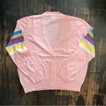 st. john's bay Womens Pink Button Front Retro Stripe Cardigan Sweater PXL NWOT Photo 1