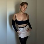 Forever 21  Crop Top NEW Black Long Sleeve Large Stretchy Photo 1