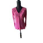 Betsey Johnson Pink Long-Sleeve Henley Sleep Top – Size L Photo 8