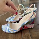 Kate Spade floral satin strappy sandals, blue white pink size 7 1/2 Photo 3