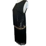 BABEYOND Flapper Dress XL Long Fringe Showgirl Dress Roaring 20s Sequins Beaded Black Photo 3