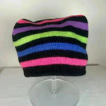 Vintage Meister Winter Hat Ski Hat Striped Stocking Hat 100% New Wool Unisex Black Photo 5