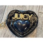 Juicy Couture Black Patent Faux Leather Zip Around Heart Shaped Coin Purse NWOT Photo 1