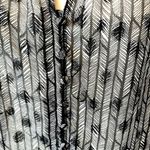 By the River Sheer Geometric Print Ruffle Sleeve Blouse Black/White Photo 4