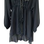 Cato Sheer Black Embroidered Kimono Photo 3
