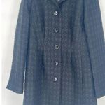 Banana Republic Women's Black Medium Wool Blend Houndstooth Italian Winter Coat Photo 0