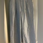 AQUA Striped Wide Leg Pants in Blue and White Photo 9