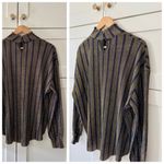 ZARA  Trafaluc Gold Metallic Stripe Crinkle Knit Mock Neck Blouse Top, sz. S Photo 7