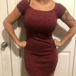 Uk2la Womens Medium Maroon Sweater Dress/ Shirt Off The Shoulder Short Sleeves Photo 0