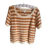 Cost Plus World Market Orange Ivory Stripe Crochet Knit Top Size Small Medium White Photo 1