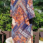 Bobby Brooks Dress XL Knee High Patchwork Boho Paisley Peasant Stretchy Soft Photo 3