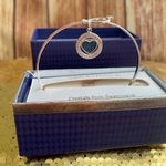 Brilliance Blue Heart Charm Bangle Bracelet W/ Swarovski Crystals Photo 1