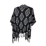 Billabong  Black White Aztec Fringe Open Front Boho Kimono Cardigan Festival L Photo 1