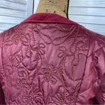 Chico's Zenergy by Chico’s Quilted Embroidered Puffer Moto Jacket Maroon Red Small Photo 5