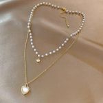 Love Pendant Double Collar Chain Necklace Photo 0