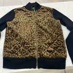 Ralph Lauren LAUREN  Sweater Cardigan Leopard Quilted Velvet Black size med Photo 0