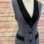 DJ Intl Plaid Black Sleeveless Button Maxi Dress Vest, Size 5/6 Photo 2