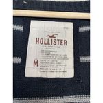 Hollister Women's Striped Y2K Cardigan Sweater M Navy Blue White Rabbit Hair Photo 2