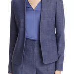 Hugo Boss  Jalesta blue Glencheck plaid Open front blazer jacket 14. Photo 0