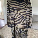 Lane Bryant  Sweater Midi Dress Zebra Stripe Long Sleeve Neutral Black 22/24 Fall Photo 0