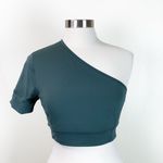 Zella NEW One Shoulder Cropped Short Sleeve Yoga Top | GREEN | Medium Photo 1