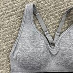 Puma Heathered Light Grey V Neck Racerback Seamless Workout Sports Bra NEW Photo 5