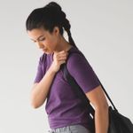 Lululemon  Womens Size 6‎ Love Crewneck Tee Heathered Darkest Magenta Pima Cotton Photo 1