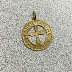 Vintage Jesus Loves Me Cross Charm Pendant Necklace Gold Tone Religious Photo 0