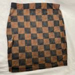 Pretty Little Thing NWT Brown Checkered Mesh Mini Beach Skirt Photo 2