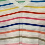 Talbots | 3/4 Sleeve Sweater Lightweight Rainbow Stripe V-Neck Womens L PETITE Photo 2