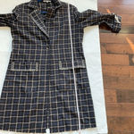 Gimmicks by BKE  plaid embellished long jacket Blazer Navy Women’s size S Photo 8