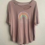 Aerie 🆕NWOT Distressed Vintage Rainbow Print Oversize Tee L🆕 Photo 1