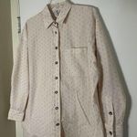 River Island  pink metallic silver dotted button down oversized shirt size small Photo 1