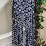 Cato Navy White Geometric Print Bell Bottom Pants Size S Stretch Flare Boho Photo 0