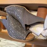 Minnetonka Grey Denim Woven Mona Peep-toe Slide Heeled Sandal Size 10 / Euro 41 Photo 11